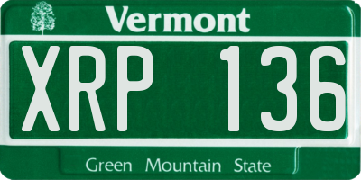 VT license plate XRP136