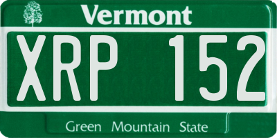 VT license plate XRP152