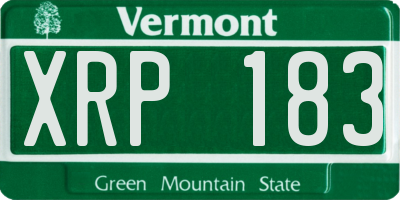 VT license plate XRP183