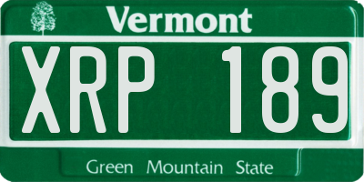 VT license plate XRP189