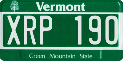 VT license plate XRP190