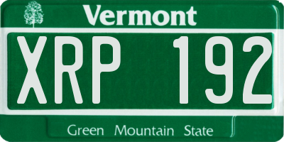 VT license plate XRP192