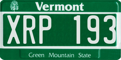 VT license plate XRP193