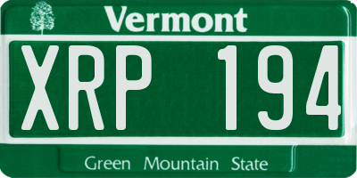 VT license plate XRP194