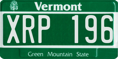 VT license plate XRP196