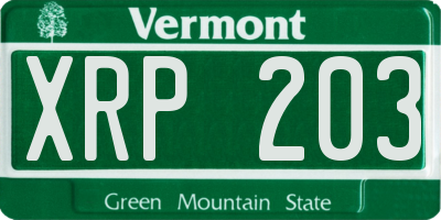 VT license plate XRP203