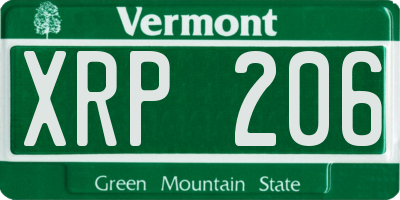 VT license plate XRP206