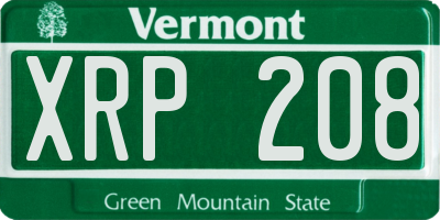 VT license plate XRP208
