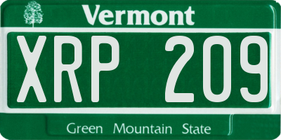 VT license plate XRP209