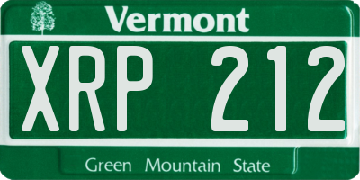 VT license plate XRP212