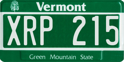 VT license plate XRP215