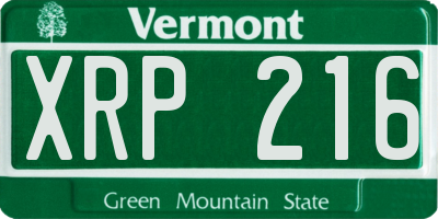 VT license plate XRP216