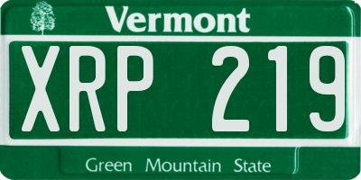 VT license plate XRP219