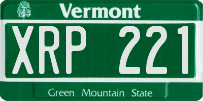 VT license plate XRP221
