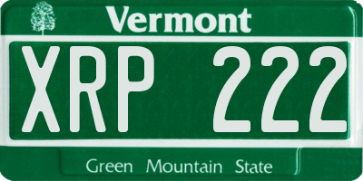VT license plate XRP222