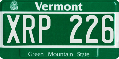 VT license plate XRP226