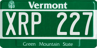 VT license plate XRP227