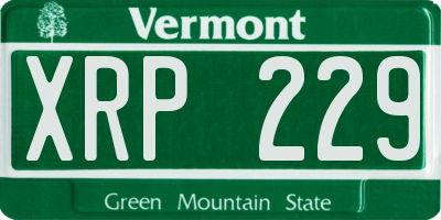 VT license plate XRP229