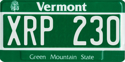 VT license plate XRP230