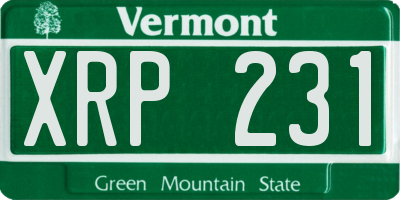 VT license plate XRP231