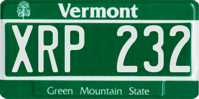 VT license plate XRP232