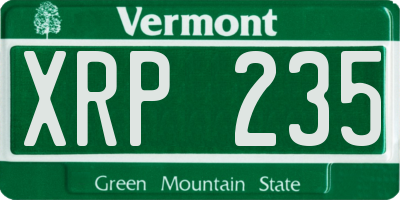 VT license plate XRP235