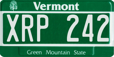 VT license plate XRP242