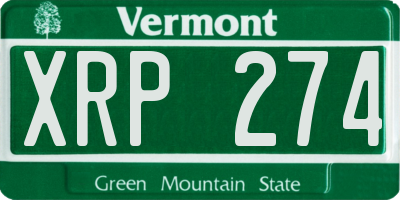 VT license plate XRP274