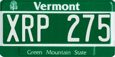 VT license plate XRP275