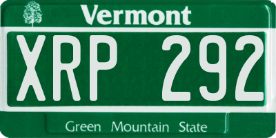 VT license plate XRP292