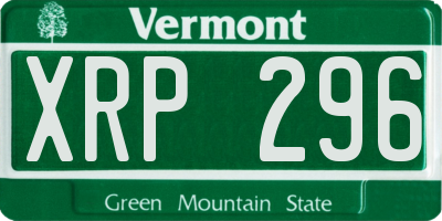 VT license plate XRP296