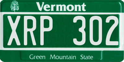 VT license plate XRP302