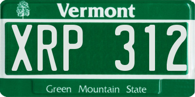 VT license plate XRP312