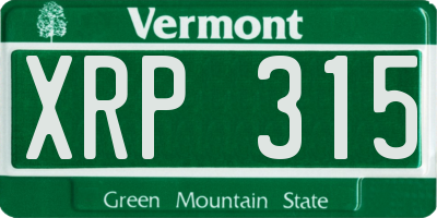 VT license plate XRP315