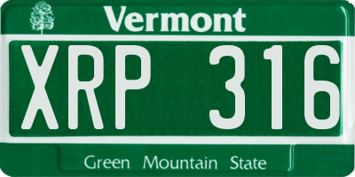 VT license plate XRP316