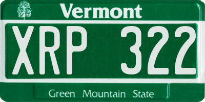 VT license plate XRP322