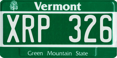 VT license plate XRP326