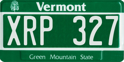 VT license plate XRP327