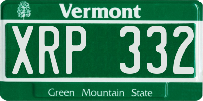 VT license plate XRP332