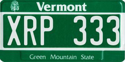 VT license plate XRP333