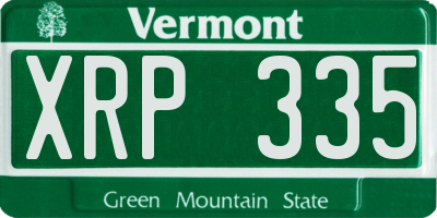 VT license plate XRP335