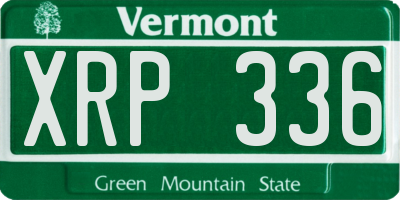 VT license plate XRP336