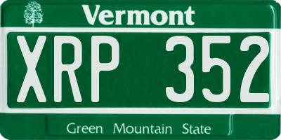 VT license plate XRP352