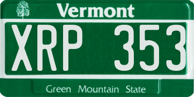 VT license plate XRP353