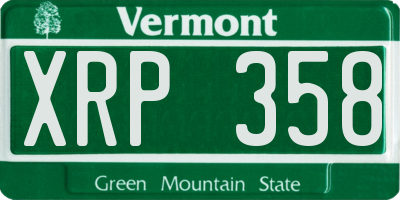 VT license plate XRP358