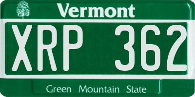 VT license plate XRP362
