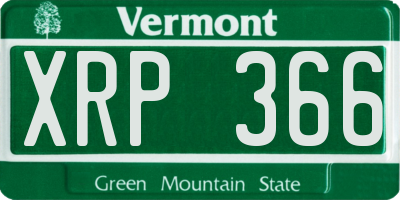 VT license plate XRP366