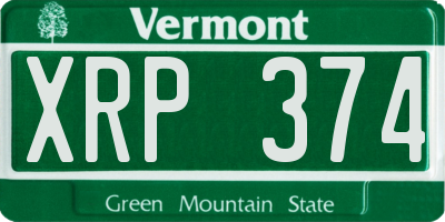 VT license plate XRP374