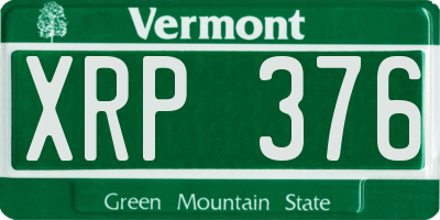 VT license plate XRP376