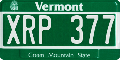 VT license plate XRP377